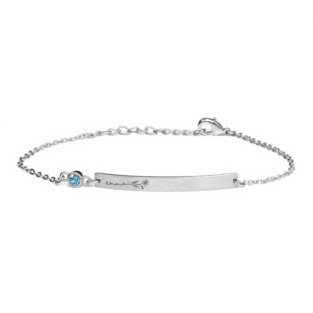Personalised Silver Birth Flower Swarovski Crystal Bracelets: 22 - Bracelets By Gift Moments