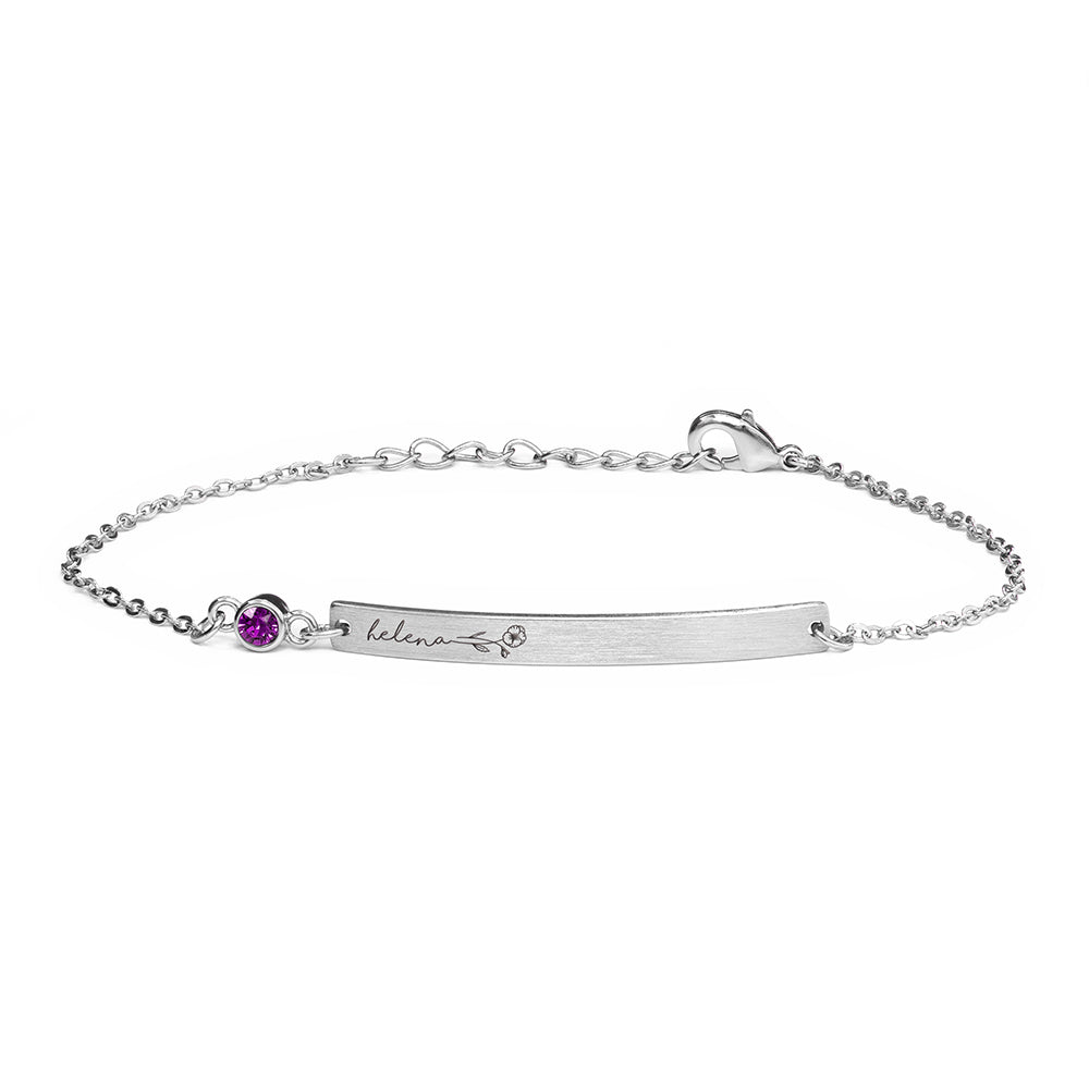 Personalised Silver Birth Flower Swarovski Crystal Bracelets: 14 - Bracelets By Gift Moments