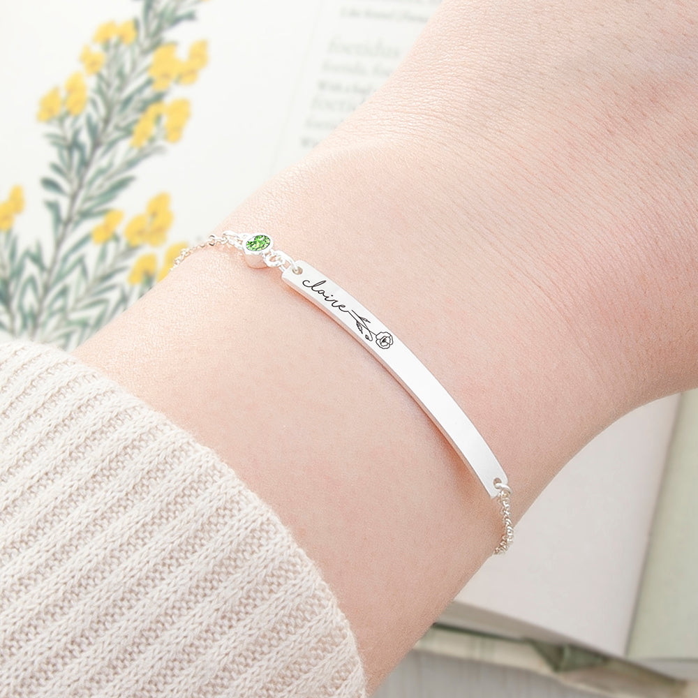 Personalised Silver Birth Flower Swarovski Crystal Bracelets: 9 - August - Bracelets By Gift Moments
