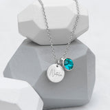 Personalised Silver Birthstone Crystal Disc Necklaces: 16 - December - Necklaces By Gift Moments