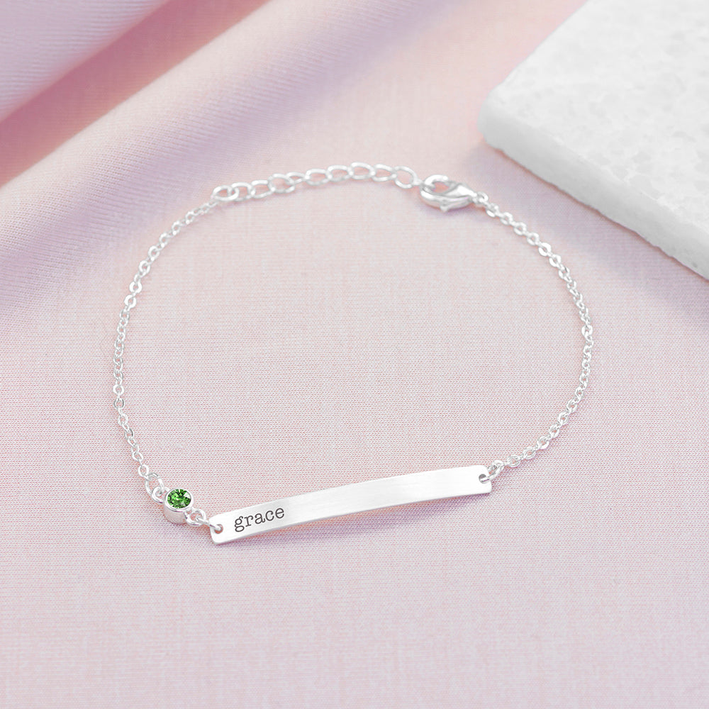Personalised Silver Birthstone Swarovski Crystal Bracelets: 8 - August - Bracelets By Gift Moments