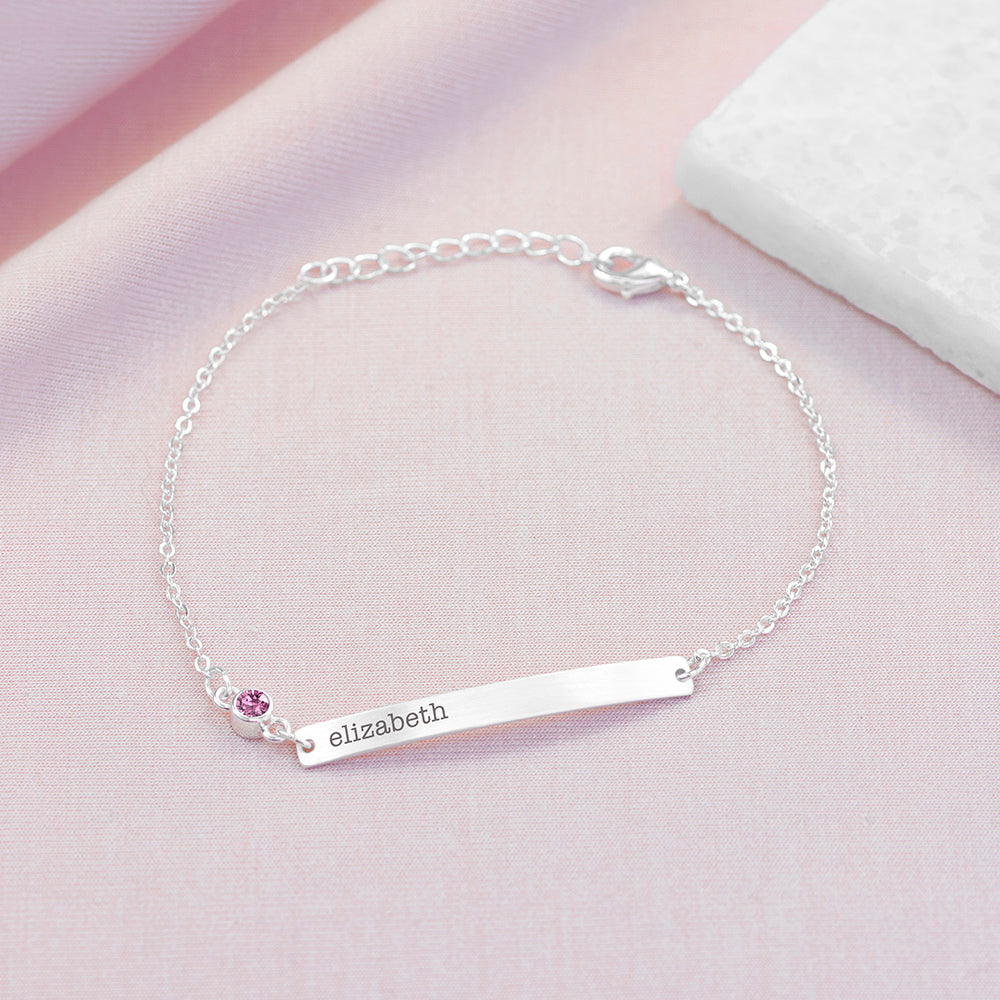 Personalised Silver Birthstone Swarovski Crystal Bracelets: 6 - June - Bracelets By Gift Moments