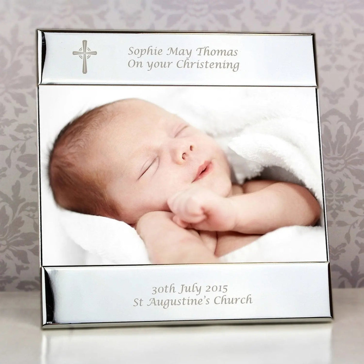 Personalised Silver Cross 6x4 Photo Frame: 1 - Photo Frames By Gift Moments