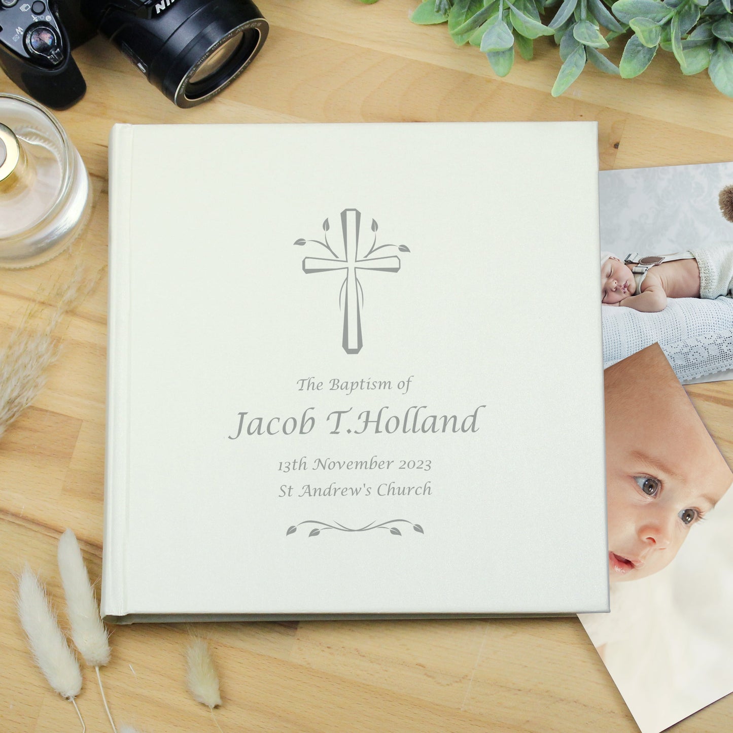 Personalised Silver Cross Square Photo Album: 6 - Photo Albums By Gift Moments