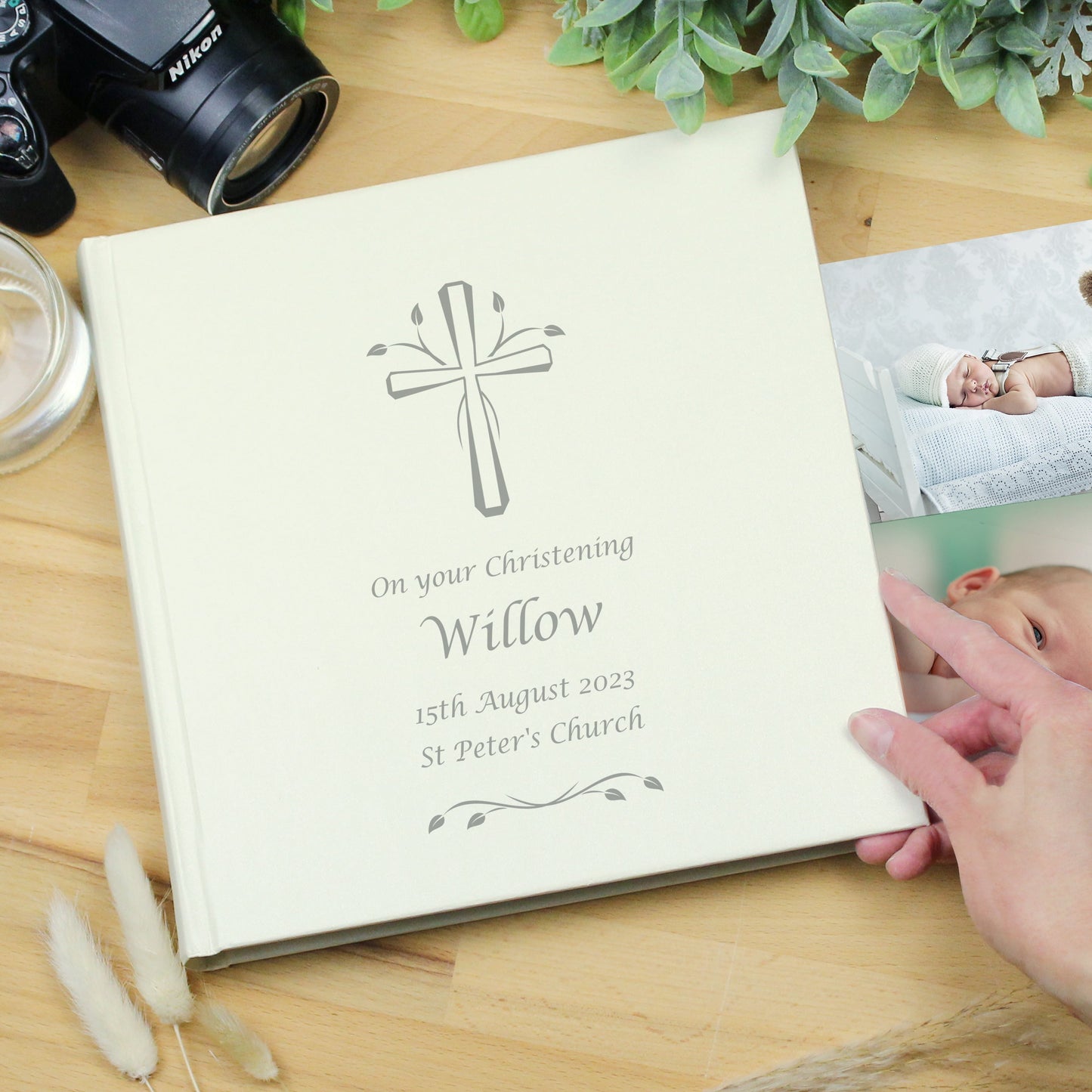 Personalised Silver Cross Square Photo Album: 3 - Photo Albums By Gift Moments