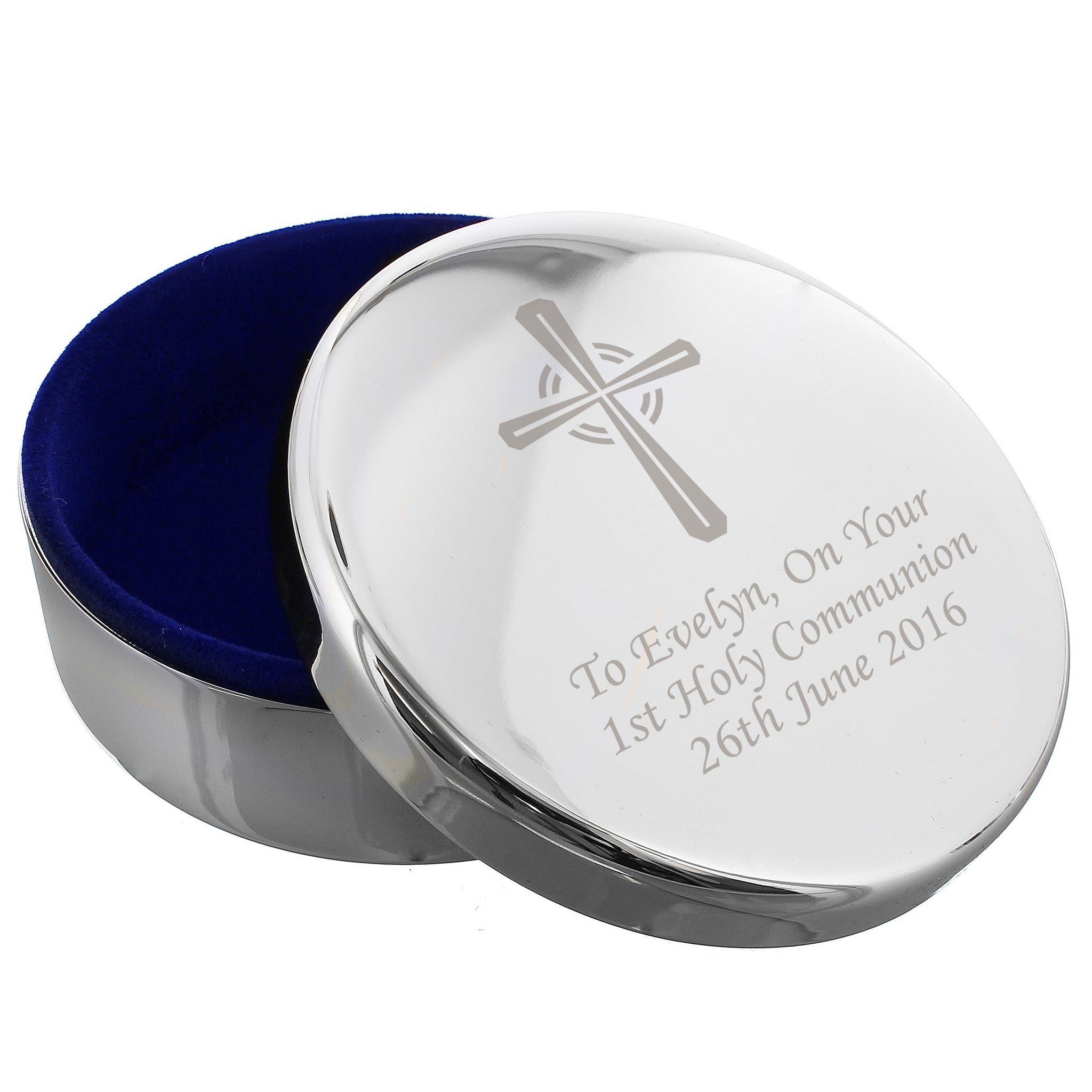 Personalised Silver Cross Trinket Box - Ideal For Rosary Beads: 2 - Trinket Boxes By Gift Moments