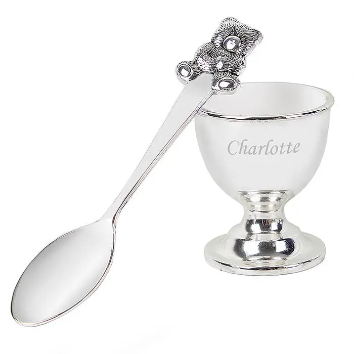 Personalised Silver Egg Cup & Spoon: 6 - Egg Cups By Gift Moments