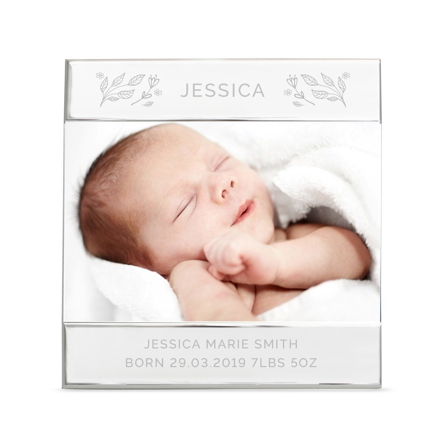 Personalised Silver Floral 6x4 Photo Frame: 4 - Photo Frames By Gift Moments