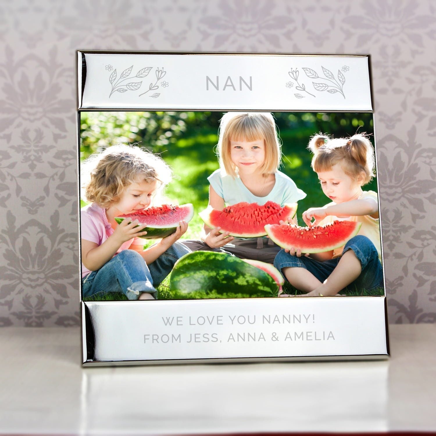 Personalised Silver Floral 6x4 Photo Frame - Shop Photo Frames At Gift Moments - 1