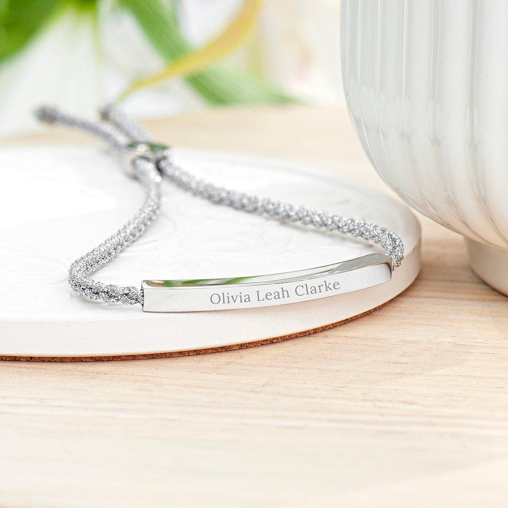 Personalised Silver Identity Rope Bracelet: 1 - Bracelets By Gift Moments