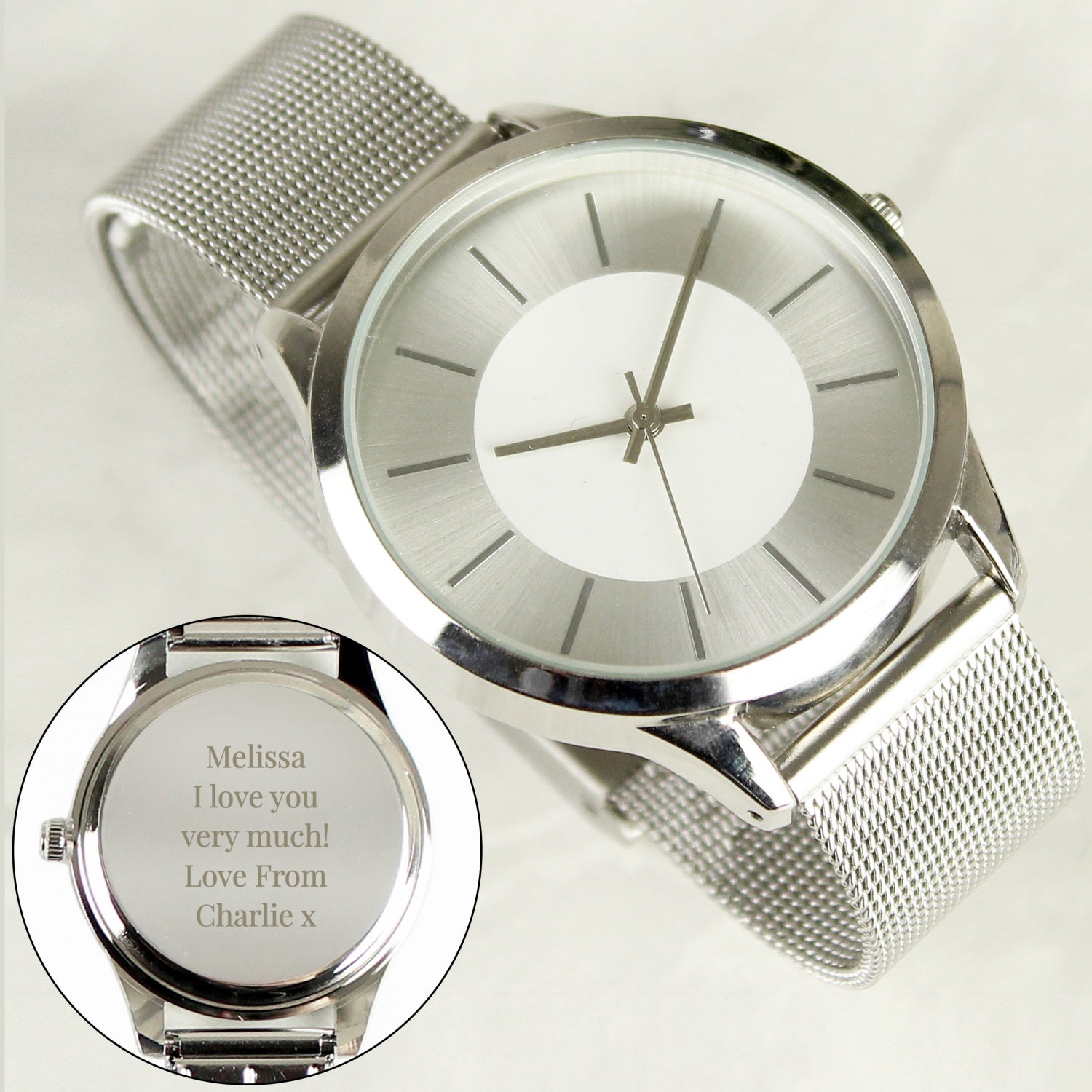 Personalised Silver with Mesh Style Strap Watch: 5 - Watches By Gift Moments