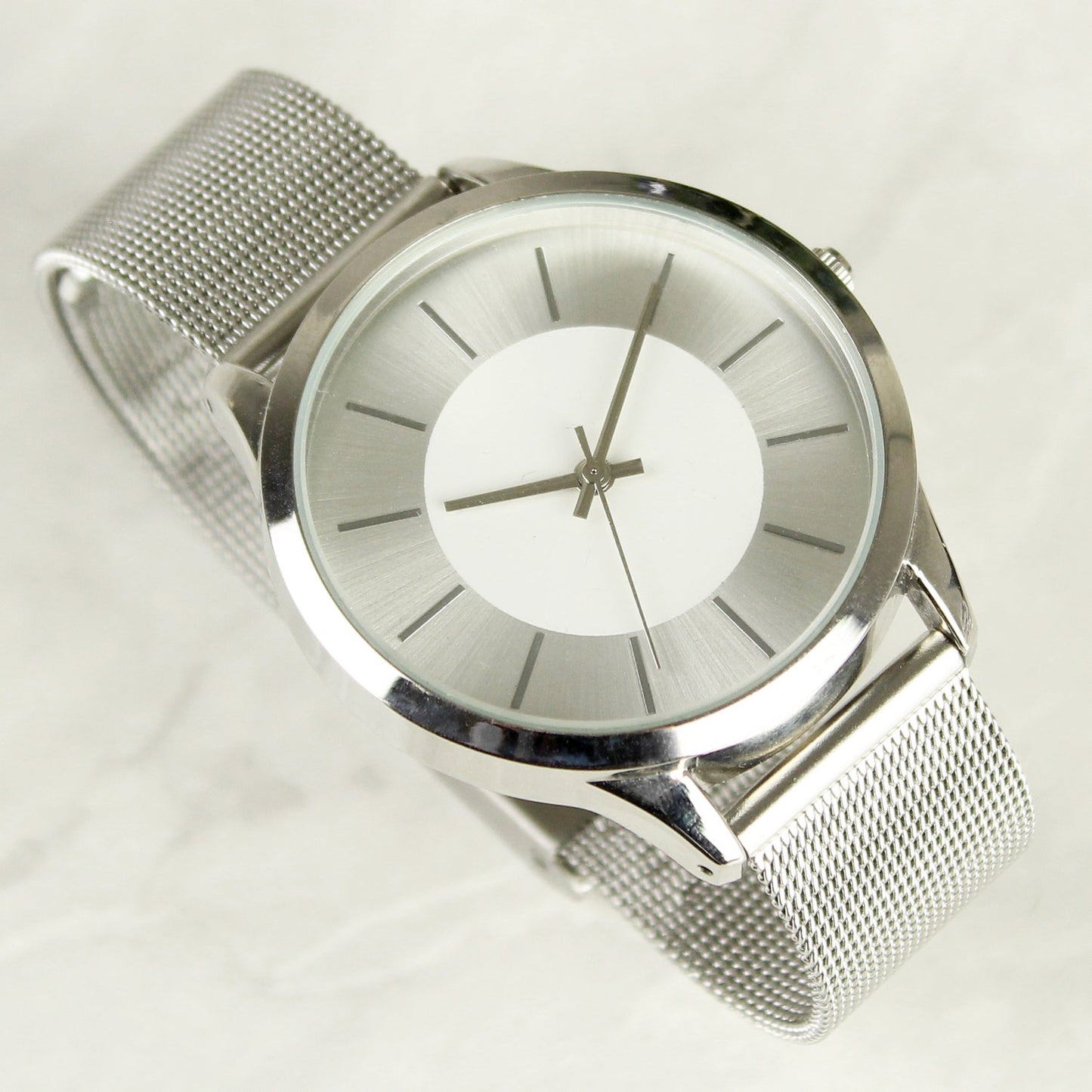 Personalised Silver with Mesh Style Strap Watch: 1 - Watches By Gift Moments