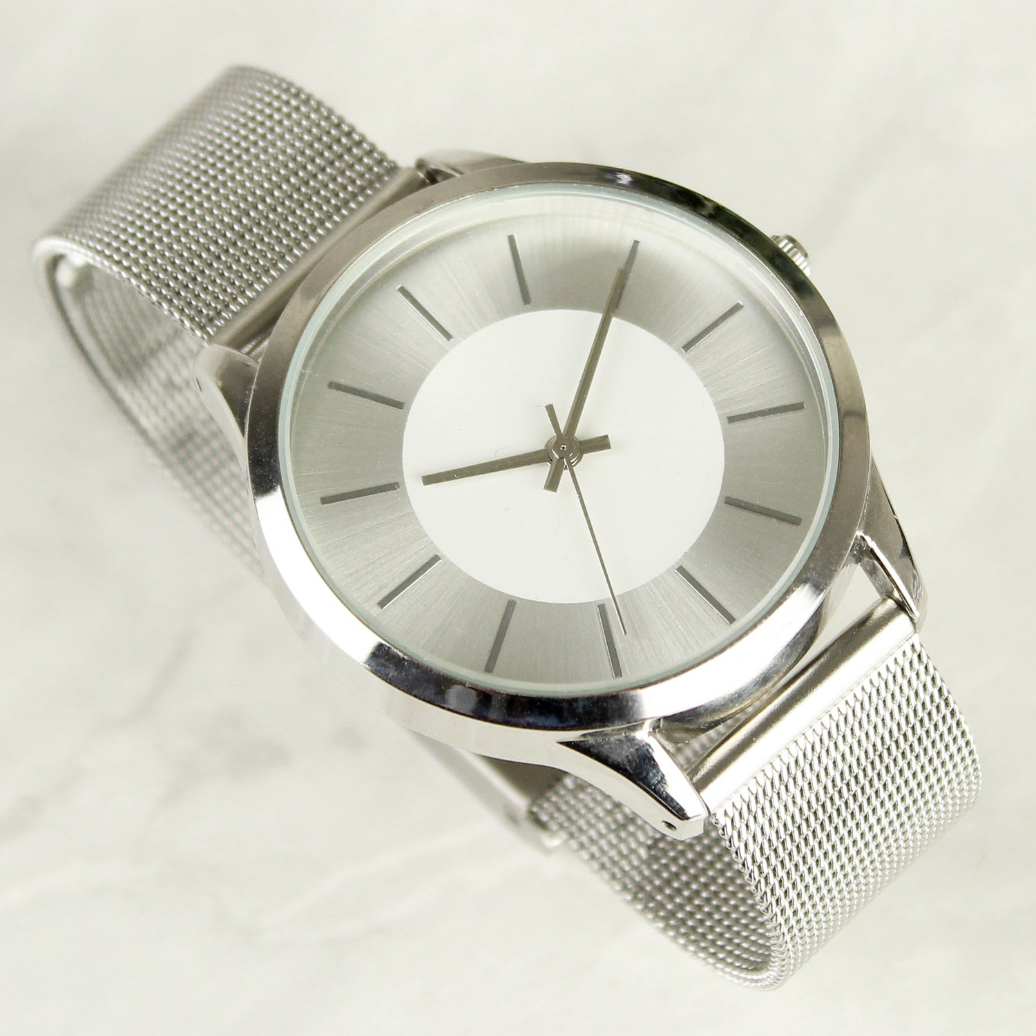 Personalised Silver with Mesh Style Strap Watch: 1 - Watches By Gift Moments