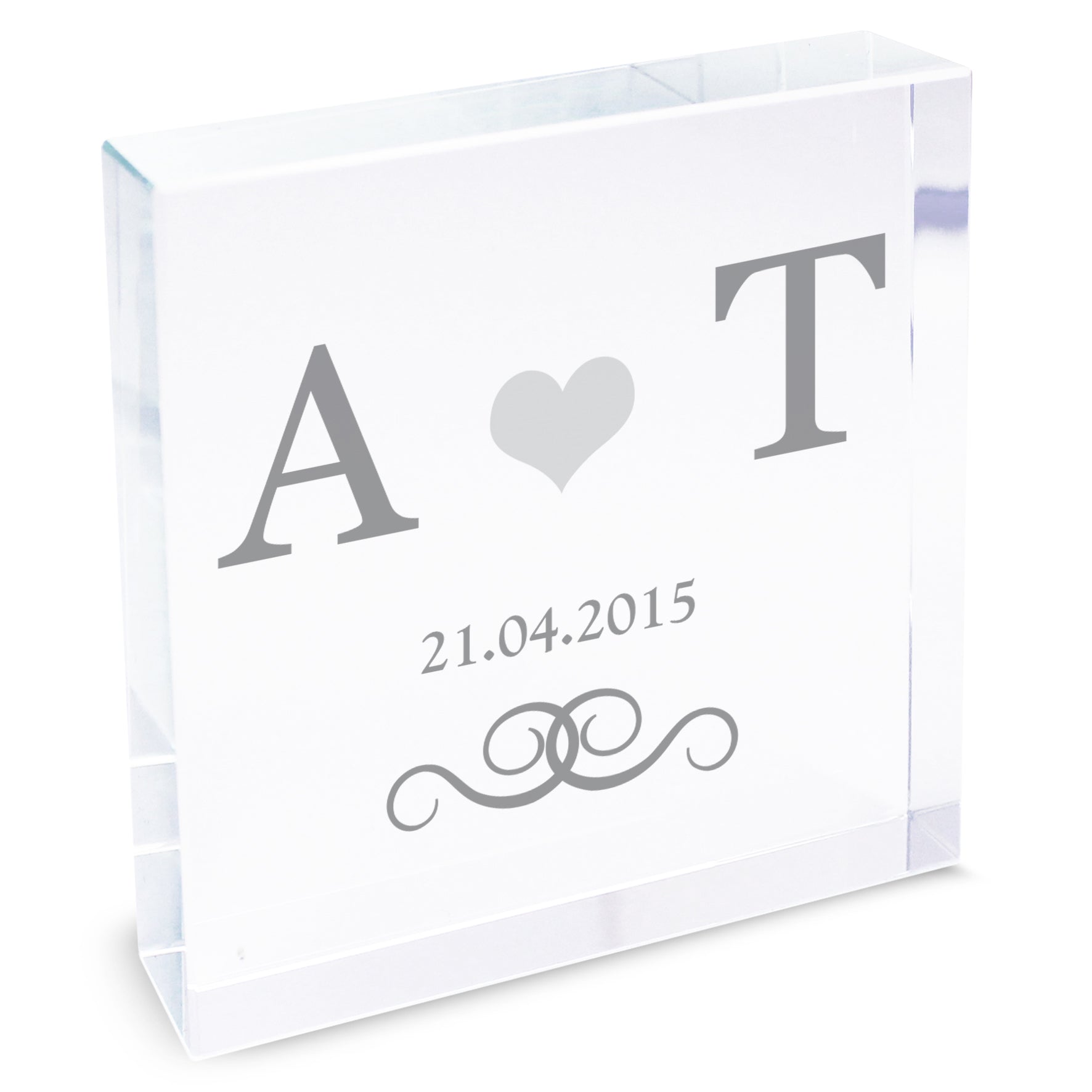 Personalised Silver Monogram Crystal Token: 3 - Crystal Tokens By Gift Moments