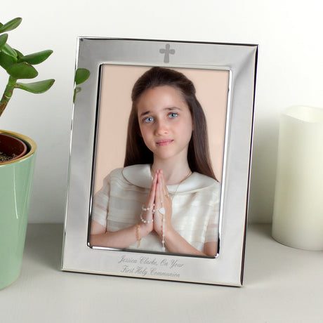 Personalised Silver Plated 6x4 Elegant Cross Photo Frame: 2 - Photo Frames By Gift Moments