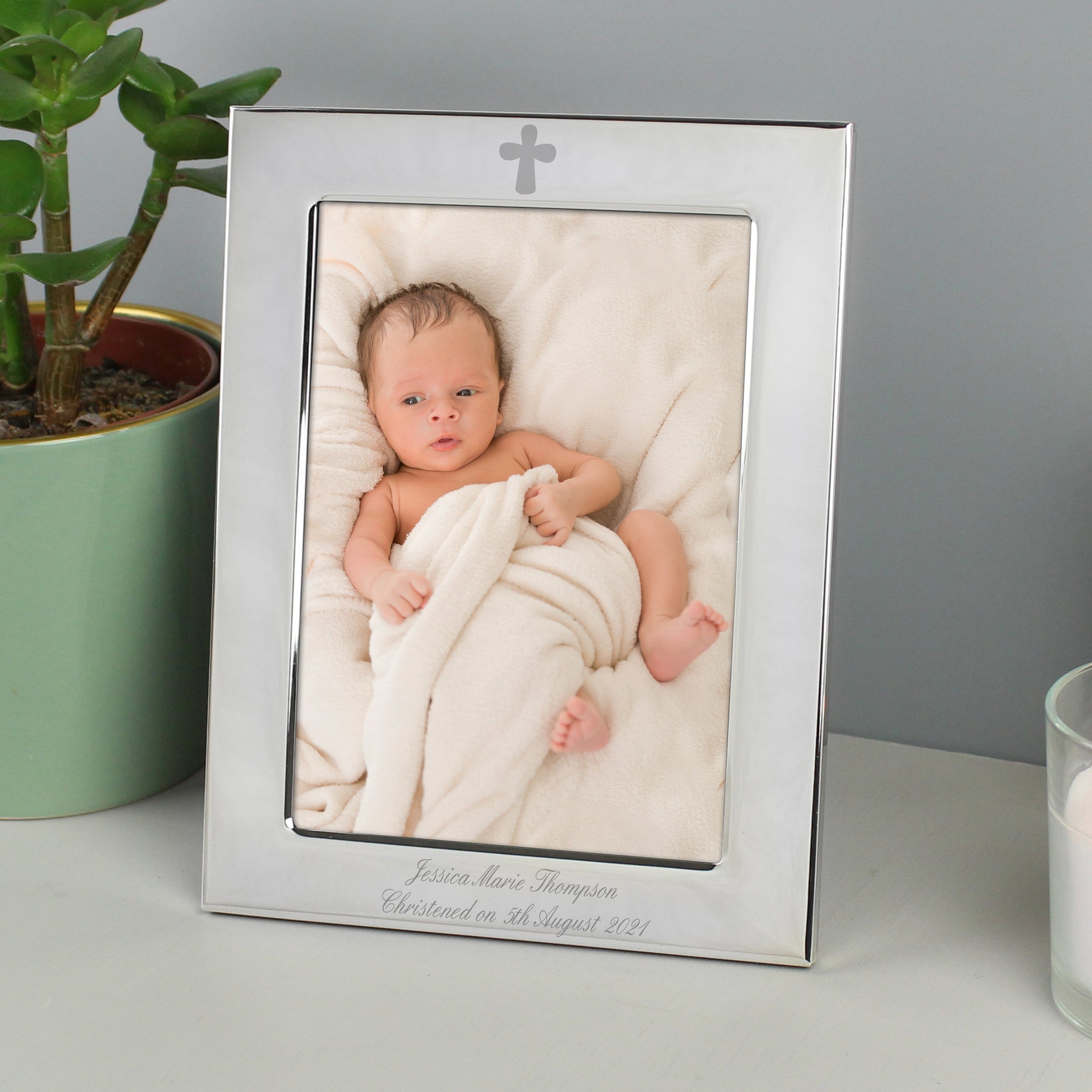 Personalised Silver Plated 6x4 Elegant Cross Photo Frame: 1 - Photo Frames By Gift Moments