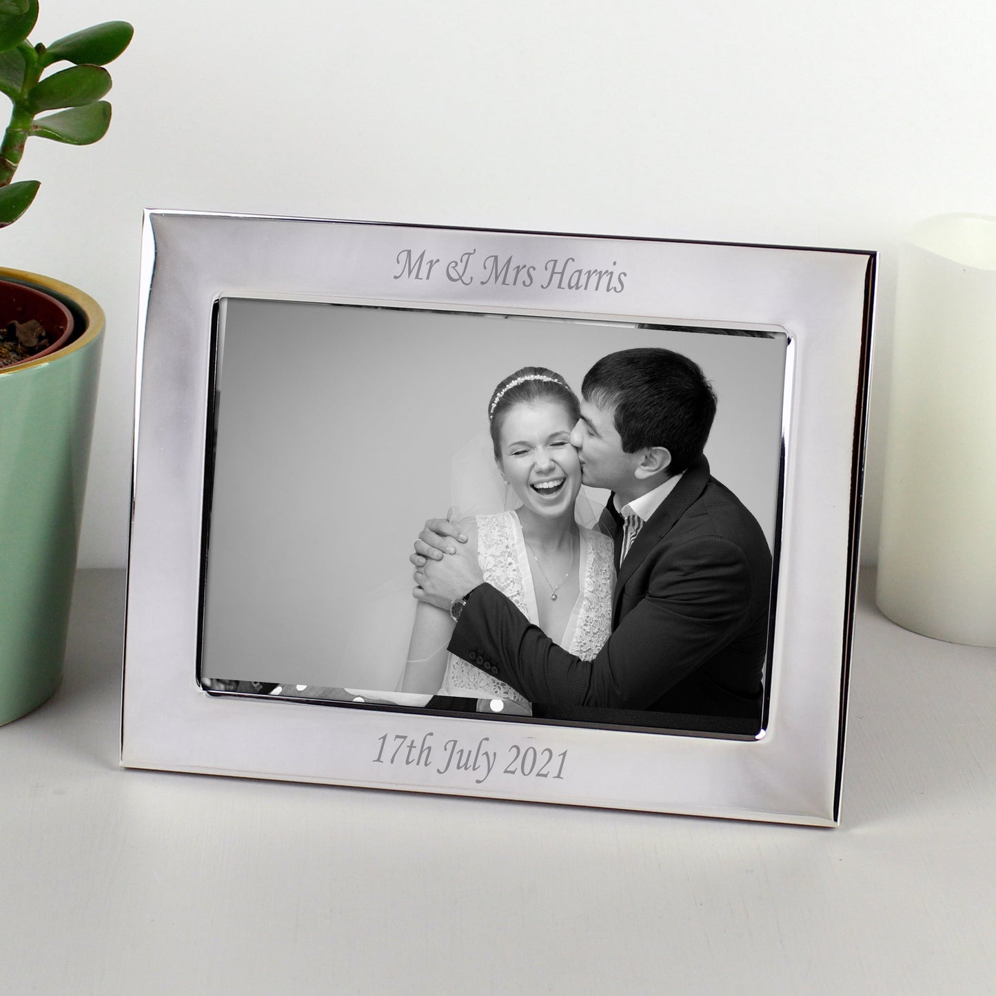 Personalised Silver Plated 6x4 Landscape Photo Frame: 2 - Photo Frames By Gift Moments