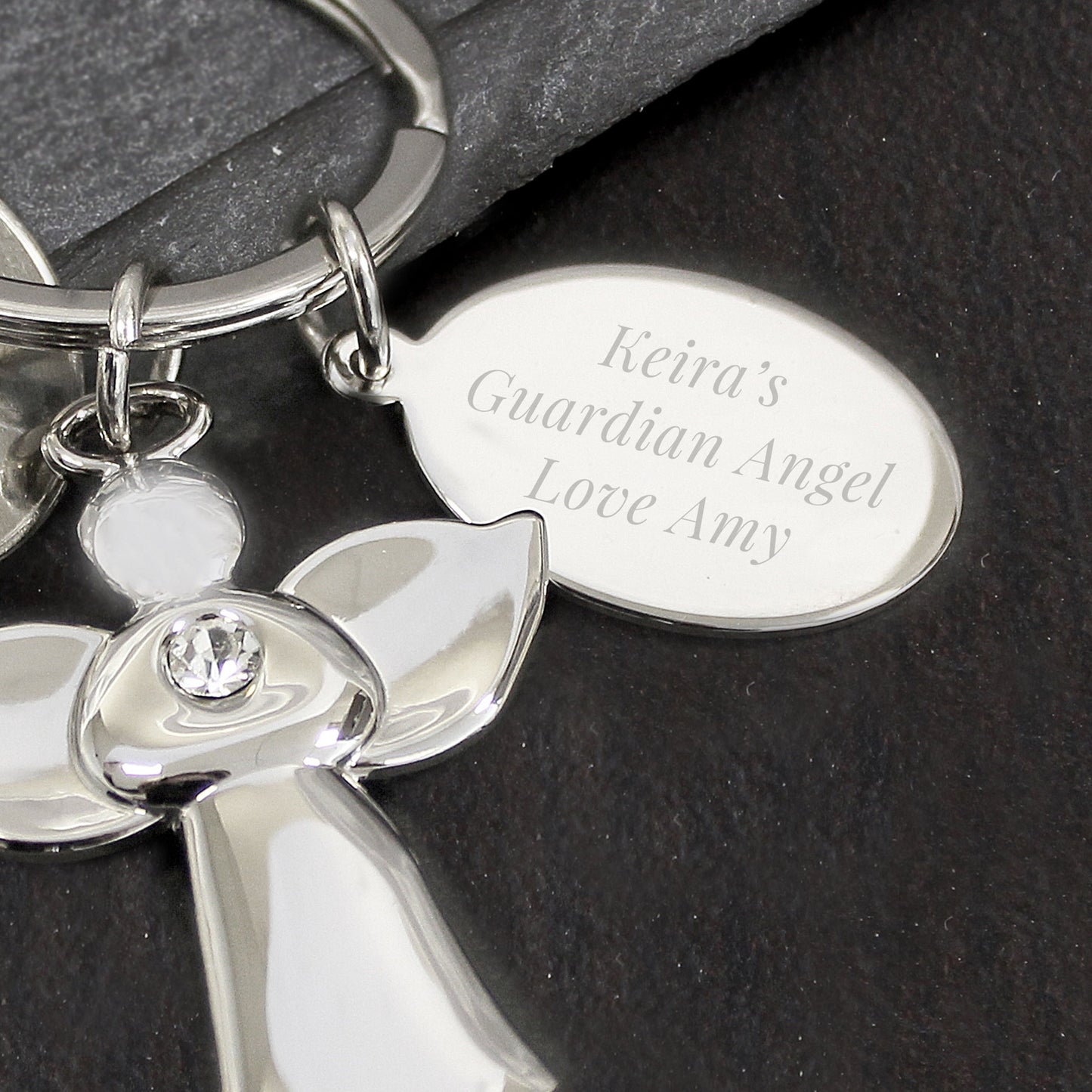 Personalised Silver Plated Angel Keyring: 7 - Keyrings By Gift Moments