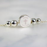 Personalised Silver Plated Cross Round Bracelet: 1 - Bracelets By Gift Moments