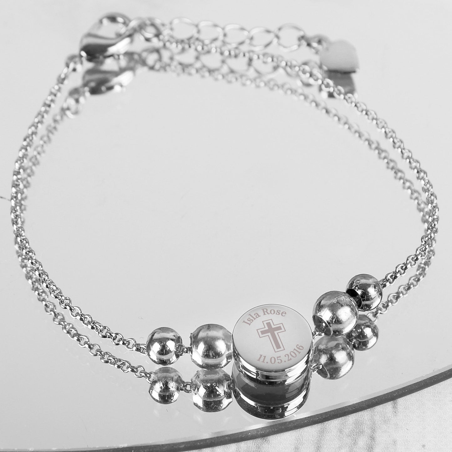 Personalised Silver Plated Cross Round Bracelet: 2 - Bracelets By Gift Moments