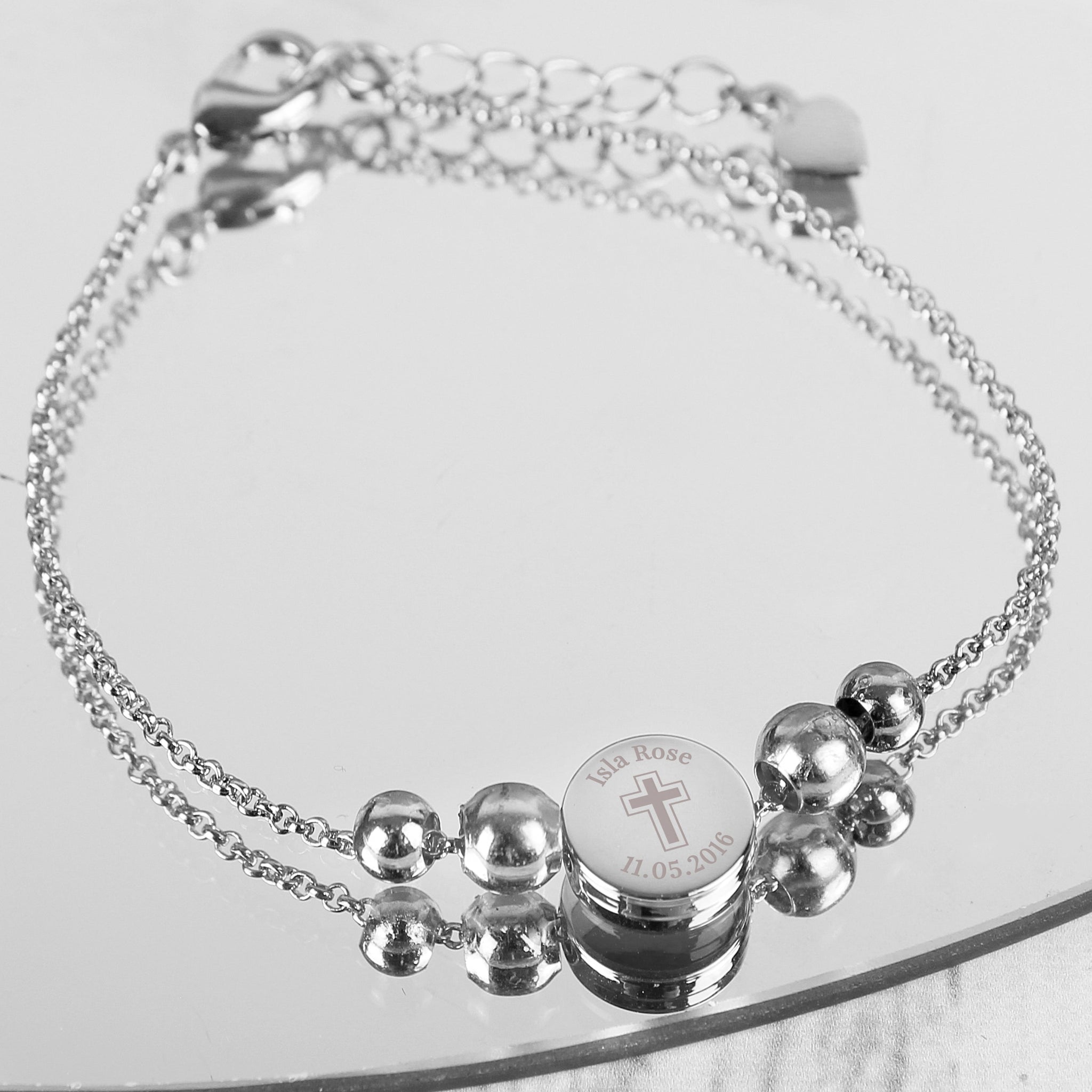 Personalised Silver Plated Cross Round Bracelet: 2 - Bracelets By Gift Moments