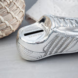 Personalised Silver Plated Football Boot Money Box: 3 - Money Boxes By Gift Moments