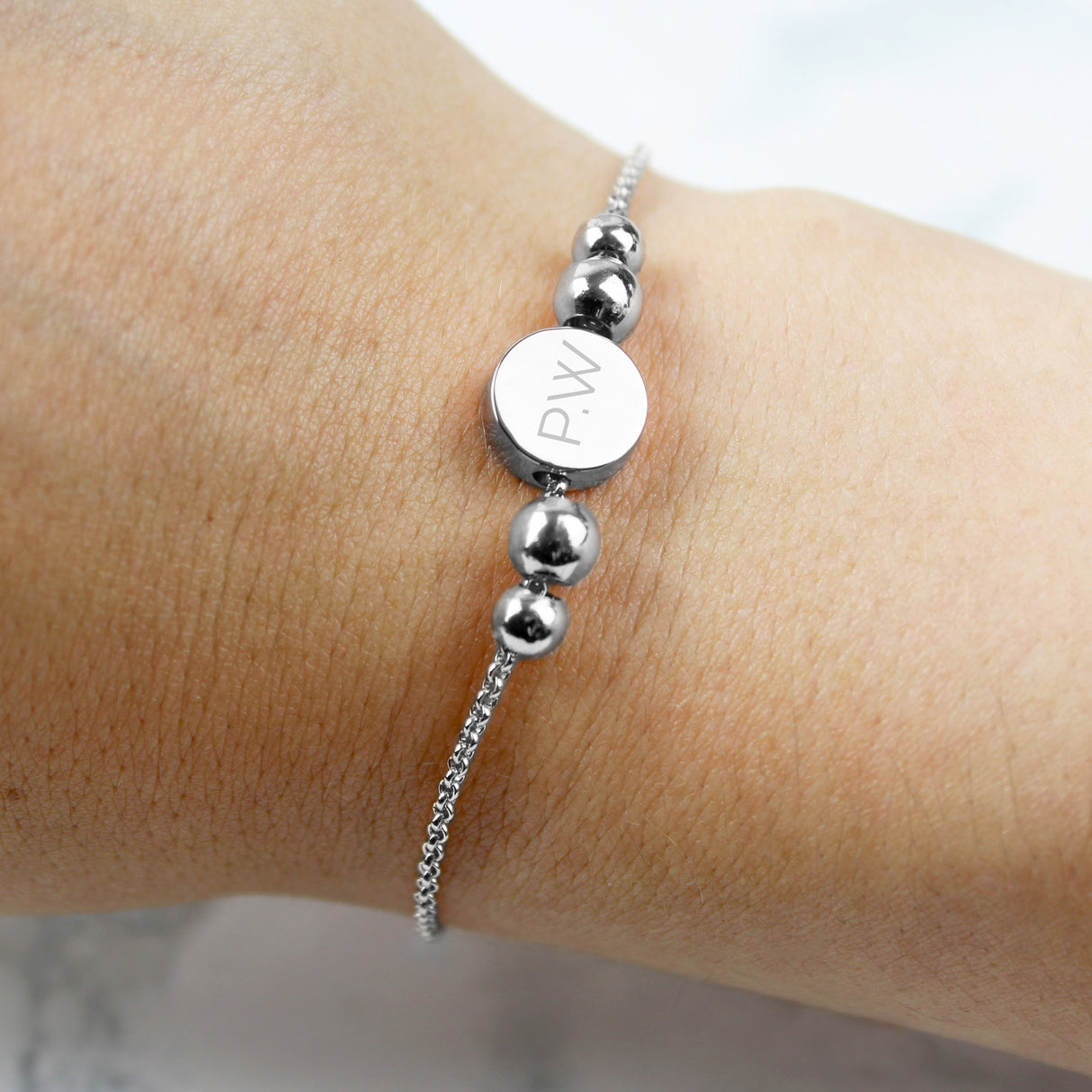Personalised Silver Plated Initials Disc Bracelet: 3 - Bracelets By Gift Moments