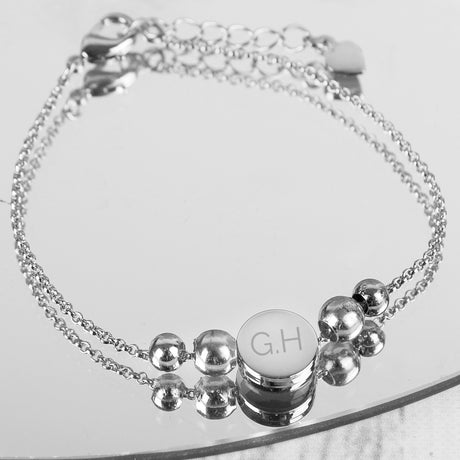 Personalised Silver Plated Initials Disc Bracelet: 1 - Bracelets By Gift Moments