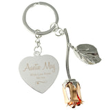 Personalised Silver Plated Swirls & Hearts Rose Gold Rose Keyring: 4 - Keyrings By Gift Moments