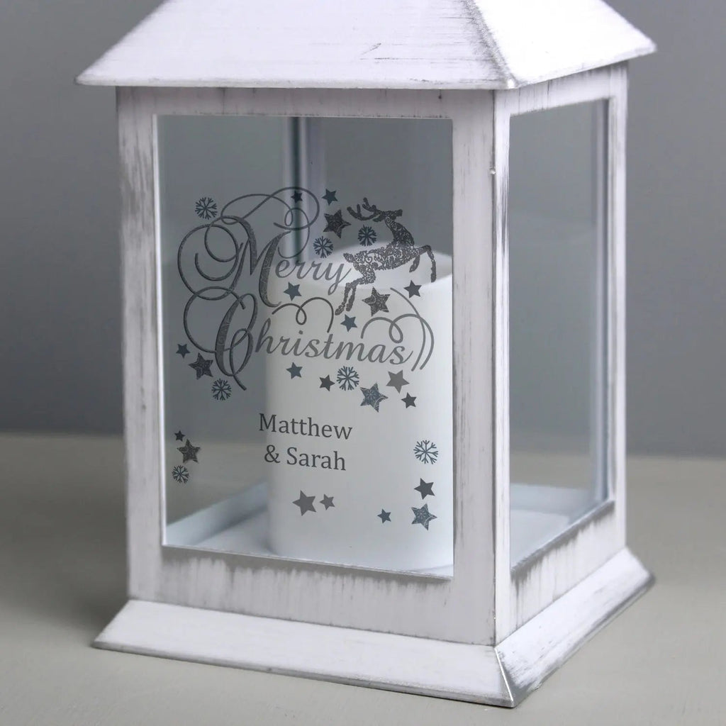 Personalised Silver Reindeer White Lantern - Shop LED Lighting At Gift Moments - 2