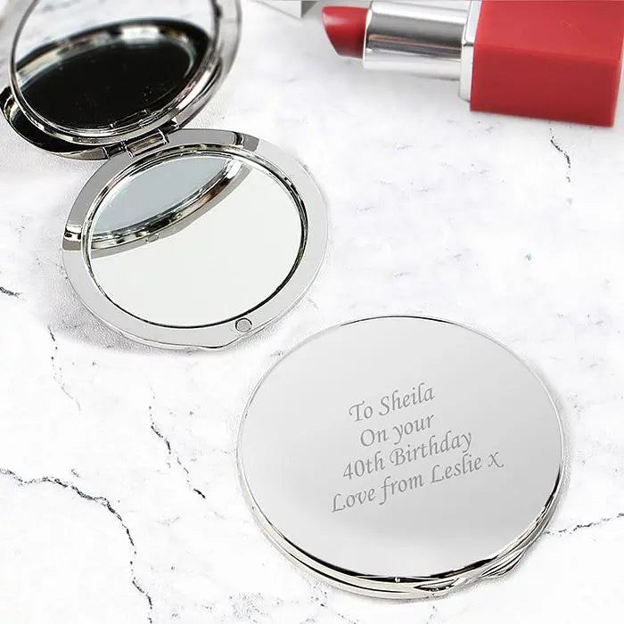 Personalised Silver Round Compact Mirror - Shop Compact Mirrors At Gift Moments - 1