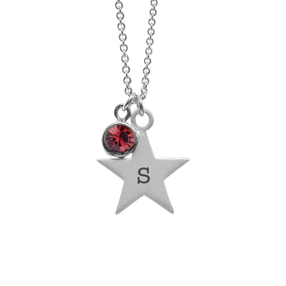 Personalised Silver Star Birthstone Crystal Necklaces: 15 - Necklaces By Gift Moments