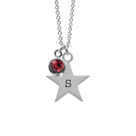 Personalised Silver Star Birthstone Crystal Necklaces: 15 - Necklaces By Gift Moments