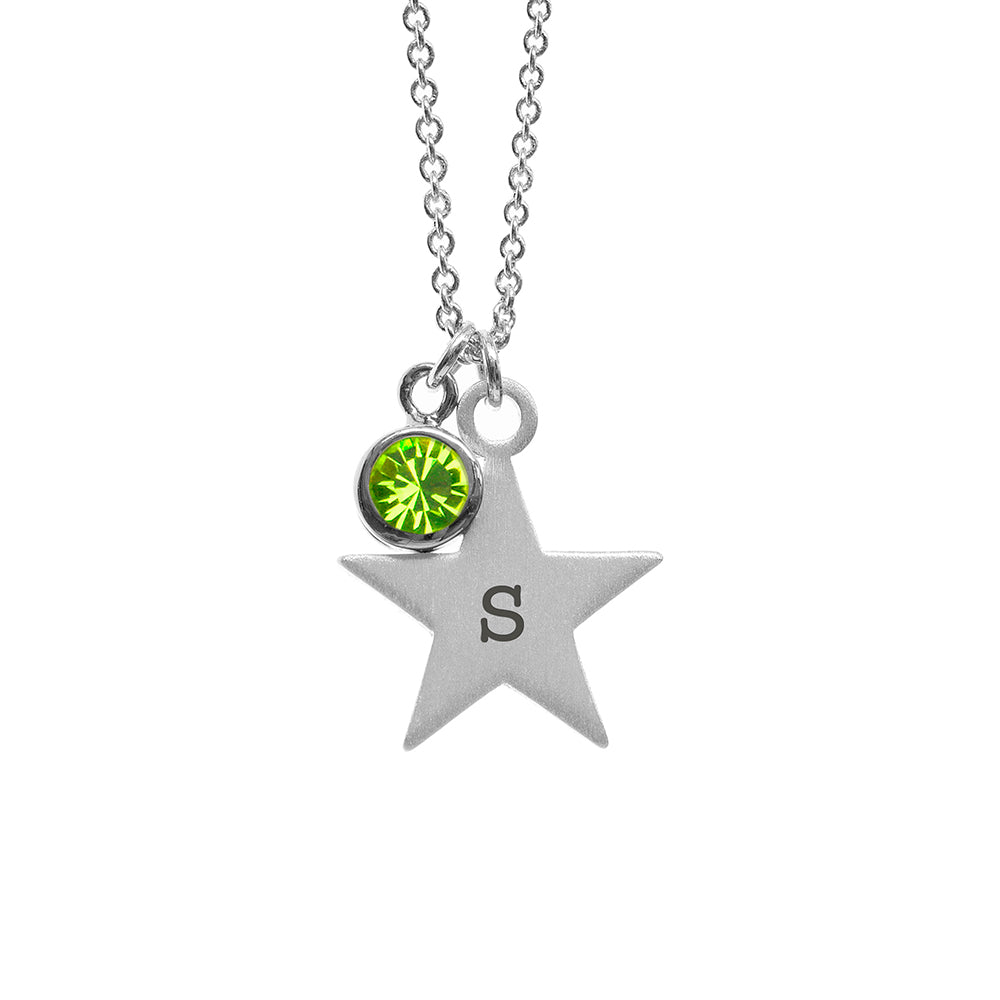 Personalised Silver Star Birthstone Crystal Necklaces: 17 - Necklaces By Gift Moments