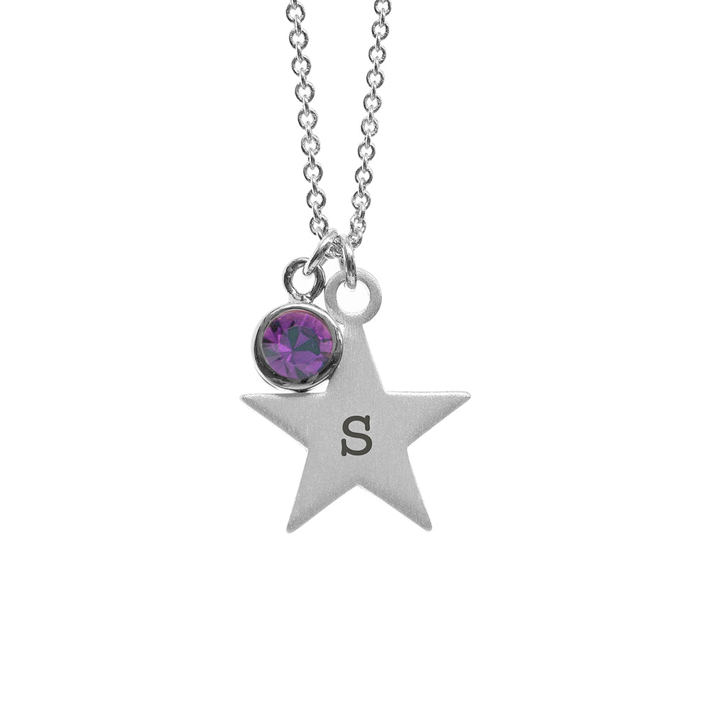 Personalised Silver Star Birthstone Crystal Necklaces: 14 - Necklaces By Gift Moments