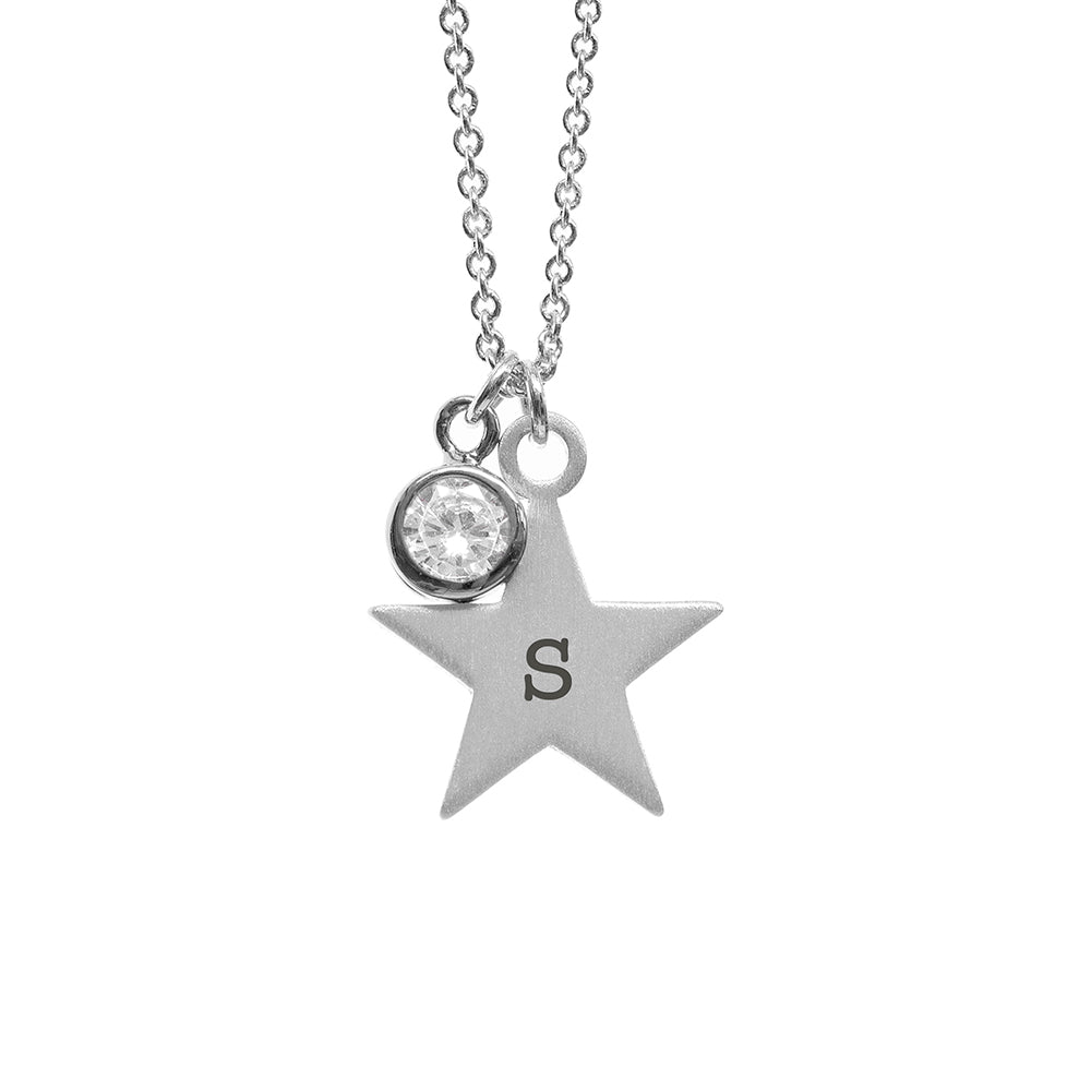 Personalised Silver Star Birthstone Crystal Necklaces: 16 - Necklaces By Gift Moments