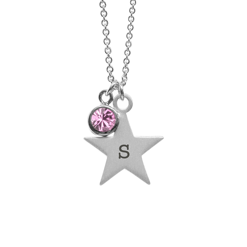 Personalised Silver Star Birthstone Crystal Necklaces: 21 - Necklaces By Gift Moments