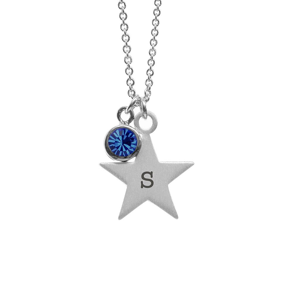 Personalised Silver Star Birthstone Crystal Necklaces: 19 - Necklaces By Gift Moments