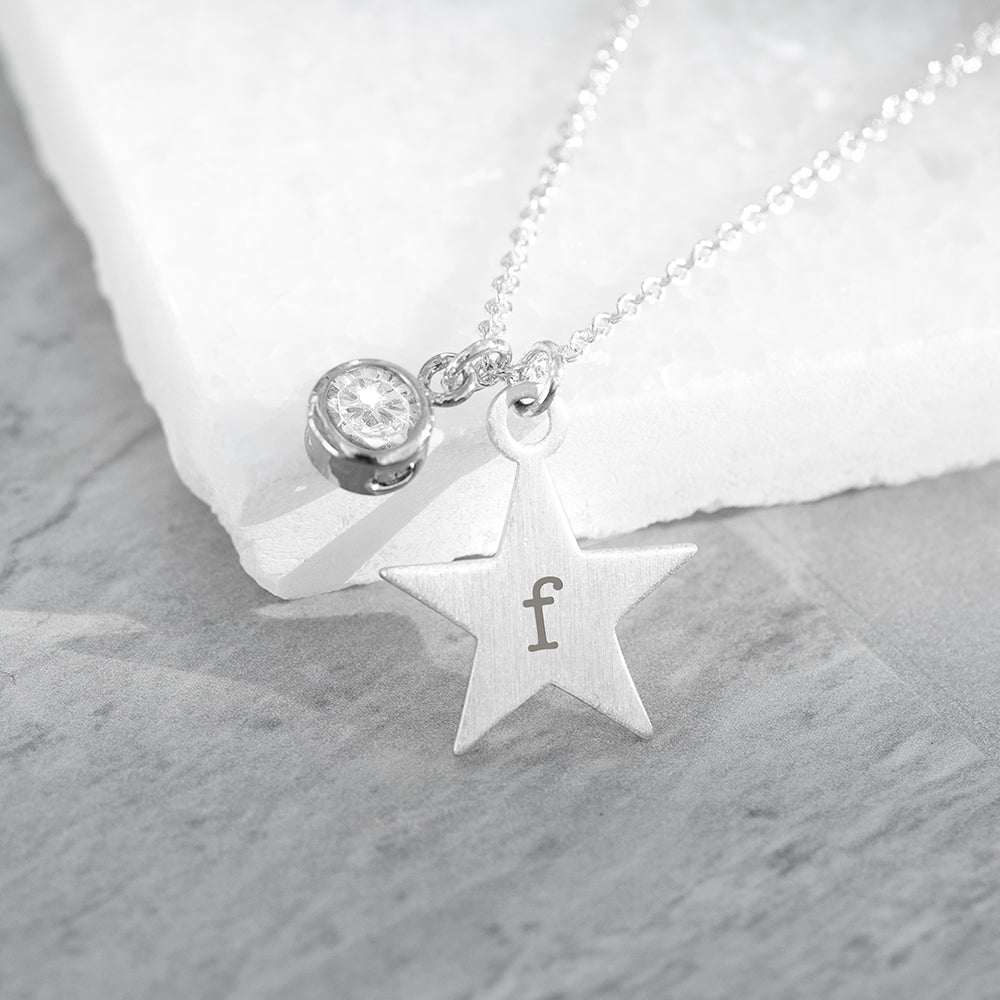 Personalised Silver Star Birthstone Crystal Necklaces: 5 - April - Necklaces By Gift Moments