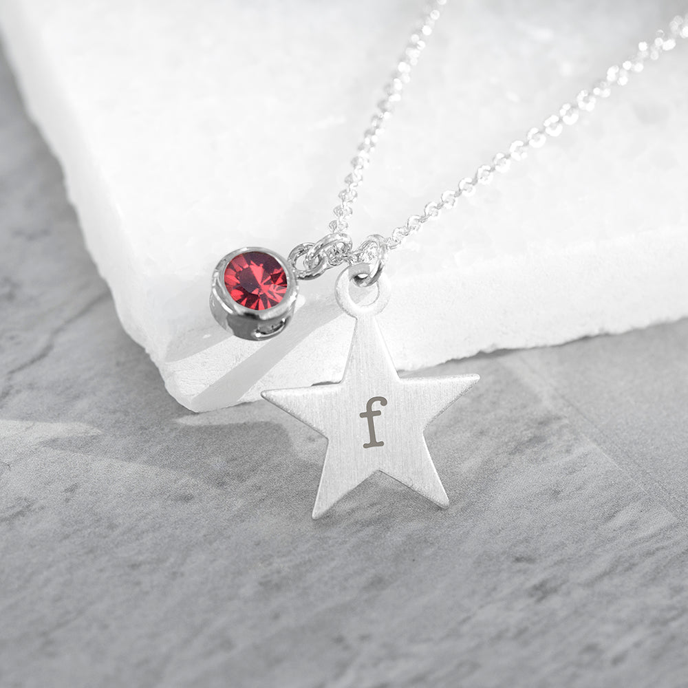 Personalised Silver Star Birthstone Crystal Necklaces: 1 - January - Necklaces By Gift Moments