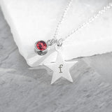 Personalised Silver Star Birthstone Crystal Necklaces: 1 - January - Necklaces By Gift Moments