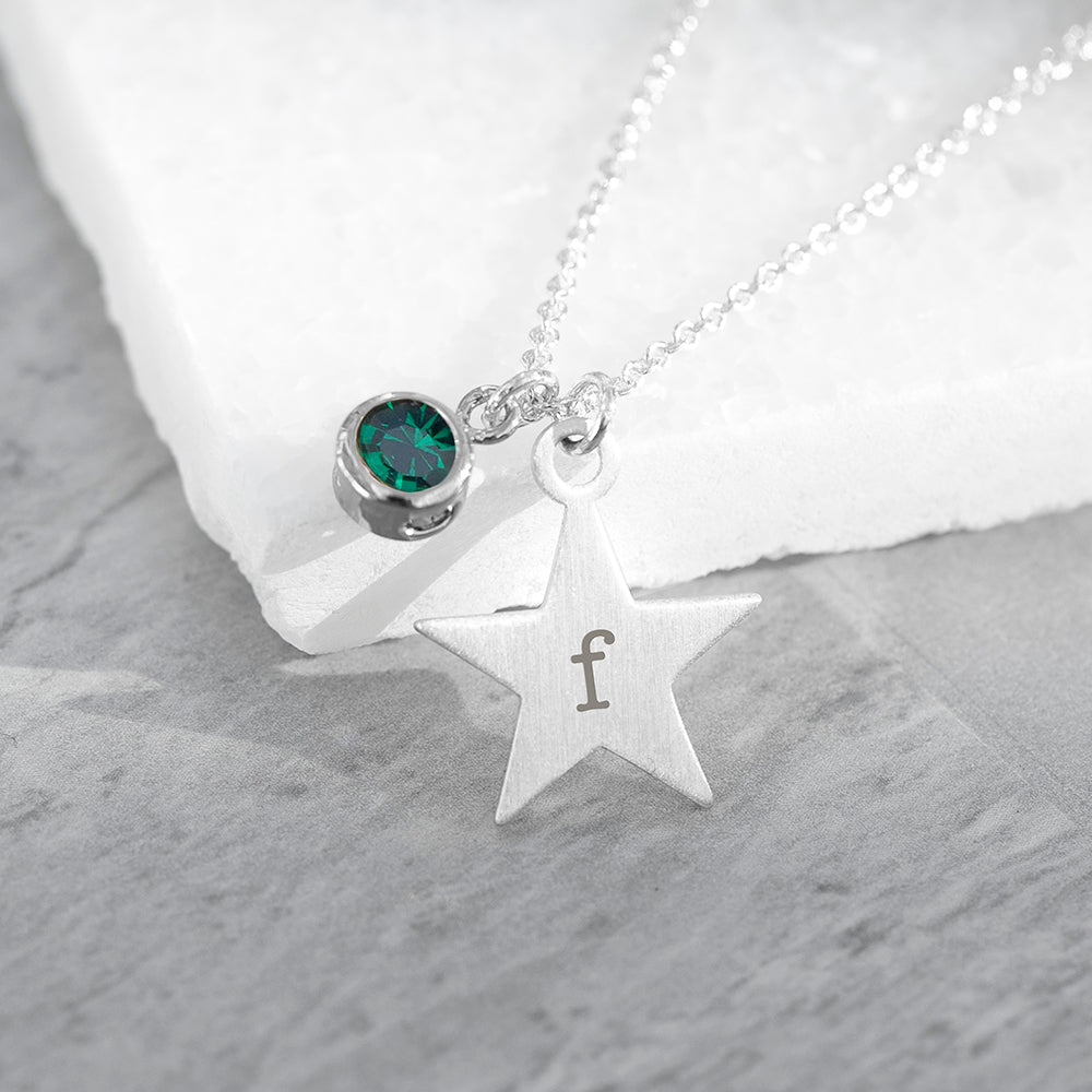 Personalised Silver Star Birthstone Crystal Necklaces: 6 - May - Necklaces By Gift Moments