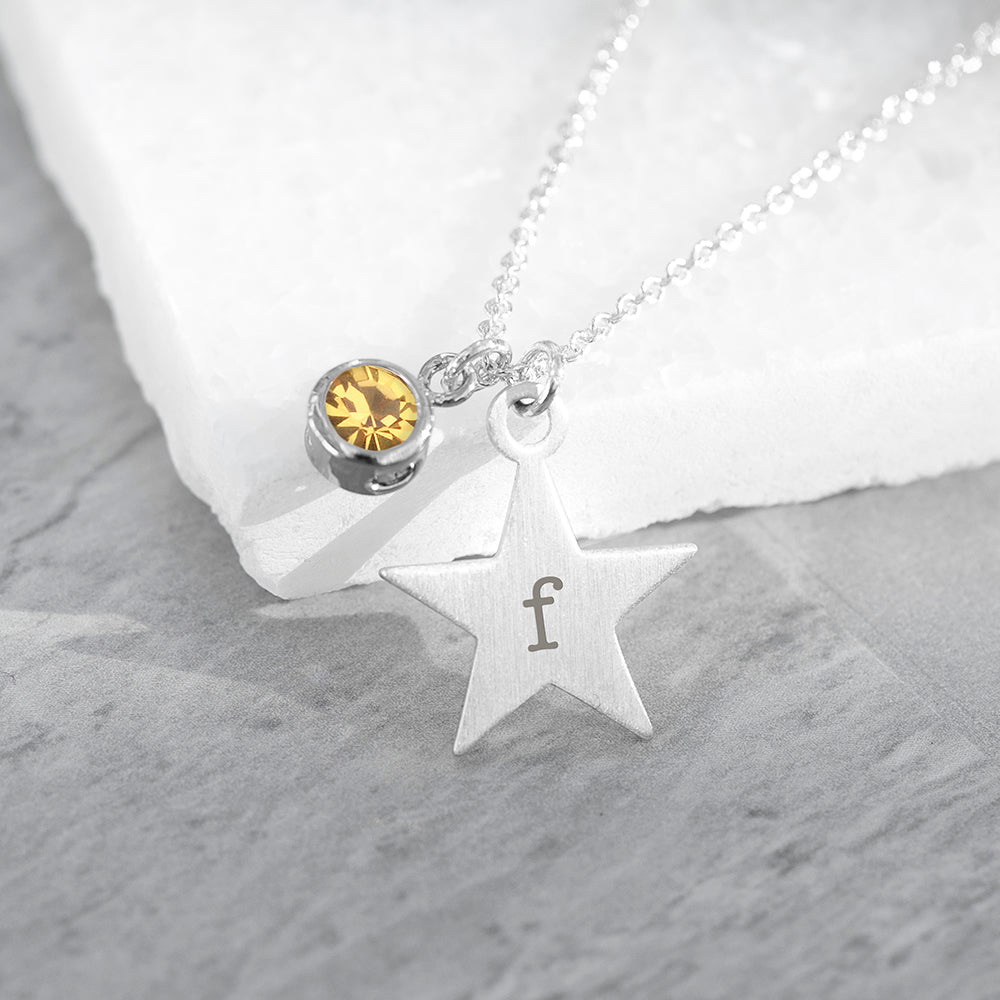 Personalised Silver Star Birthstone Crystal Necklaces: 12 - November - Necklaces By Gift Moments