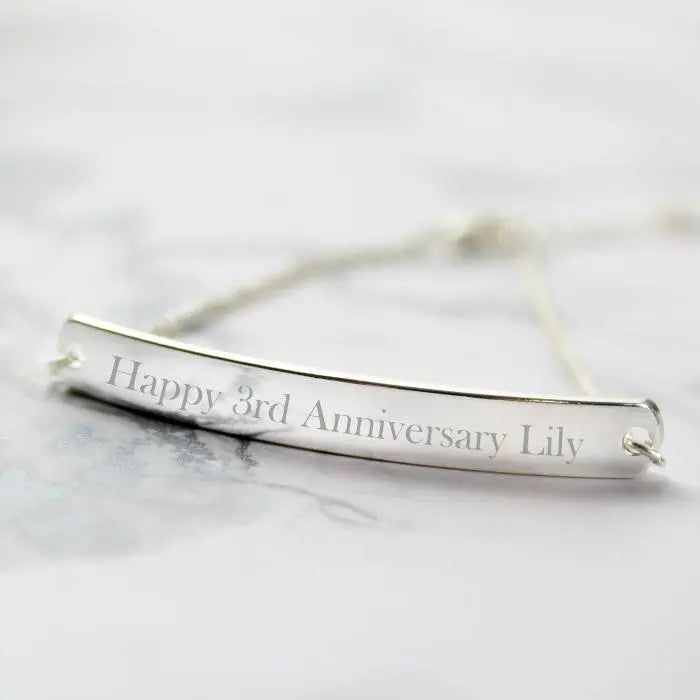 Personalised Silver Tone Bar Bracelet: 2 - Bracelets By Gift Moments