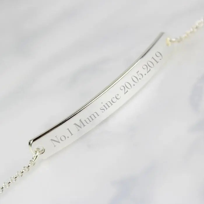 Personalised Silver Tone Bar Bracelet: 5 - Bracelets By Gift Moments