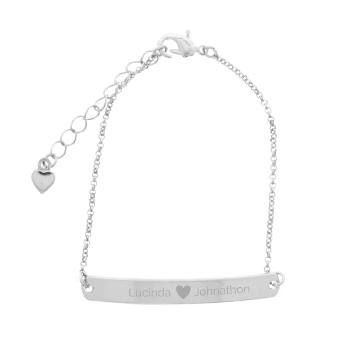 Personalised Silver Tone Heart Bar Bracelet: 5 - Bracelets By Gift Moments