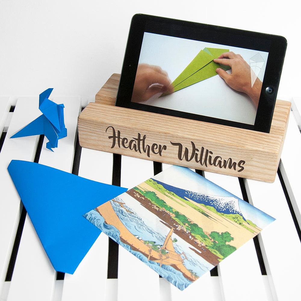 Personalised Single Office Desk Tablet Holder: 2 - Handwriting - Tech Accessories By Gift Moments