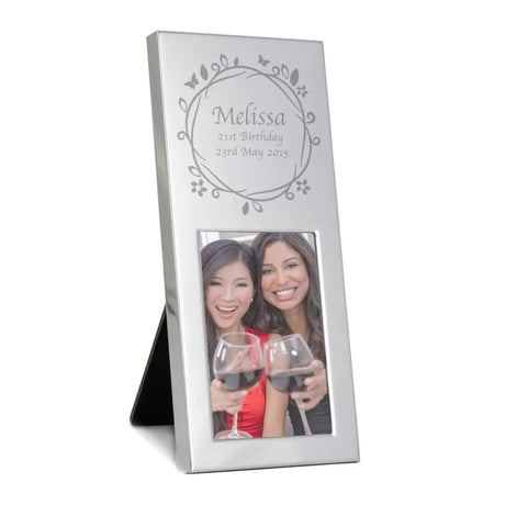 Personalised Small Butterfly Swirl 2x3 Silver Photo Frame: 2 - Photo Frames By Gift Moments