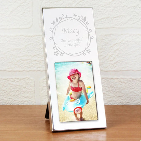 Personalised Small Butterfly Swirl 2x3 Silver Photo Frame: 1 - Photo Frames By Gift Moments