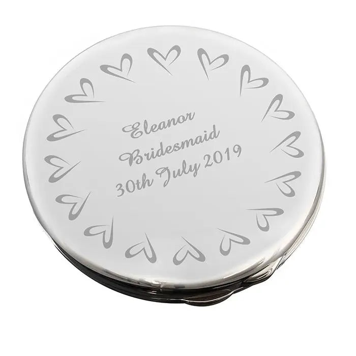 Personalised Small Hearts Compact Mirror: 3 - Compact Mirrors By Gift Moments
